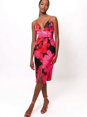 Hutch Catalina Dress Blooming Floral Satin Midi Maxi Size 2 Anthropologie NWOT